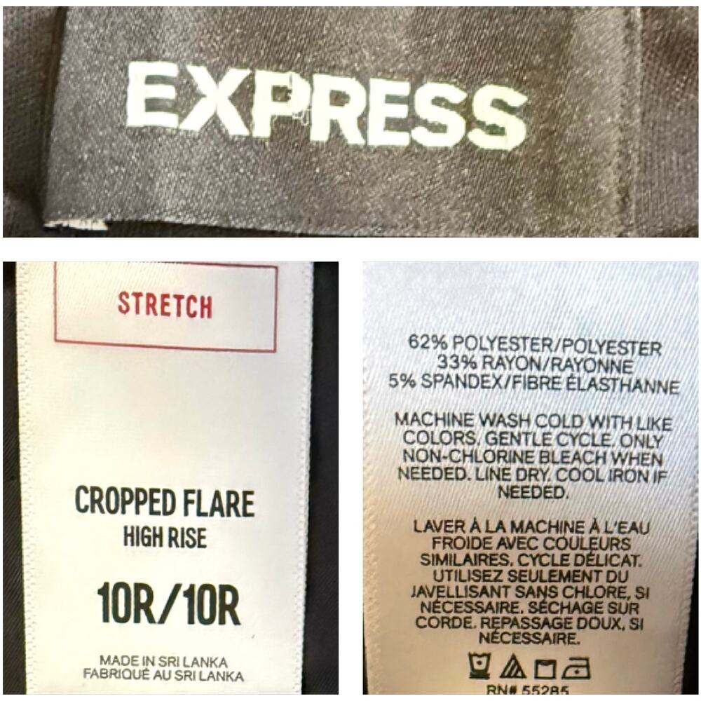 Express Black High Rise Cropped Flare Pants NEW 10 - Picture 3 of 4